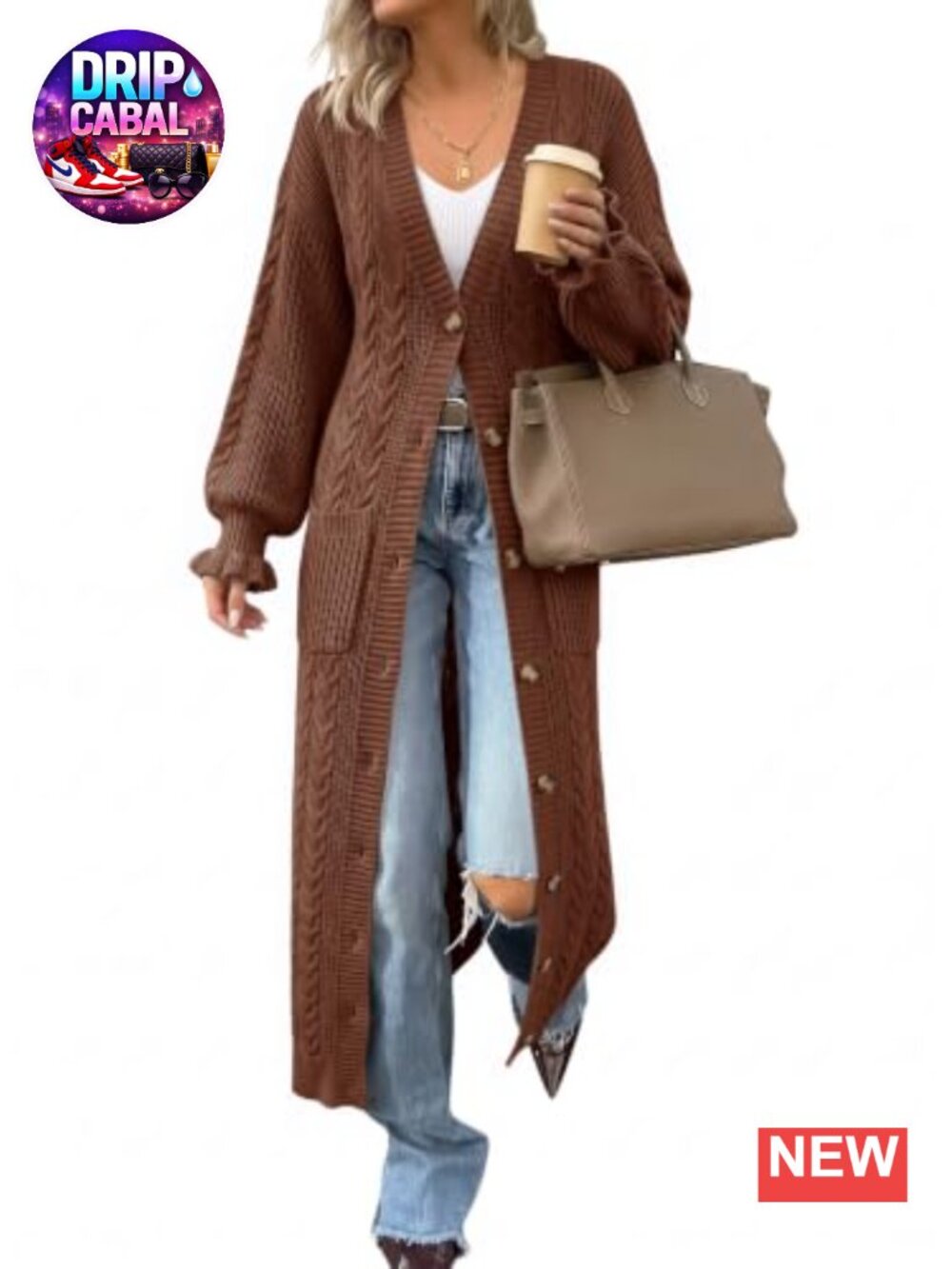 Womens Chunky Knit Maxi Cardigan Duster Sweater Dress Oversized